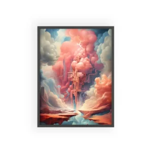 Spired City in Pink Clouds Framed Poster