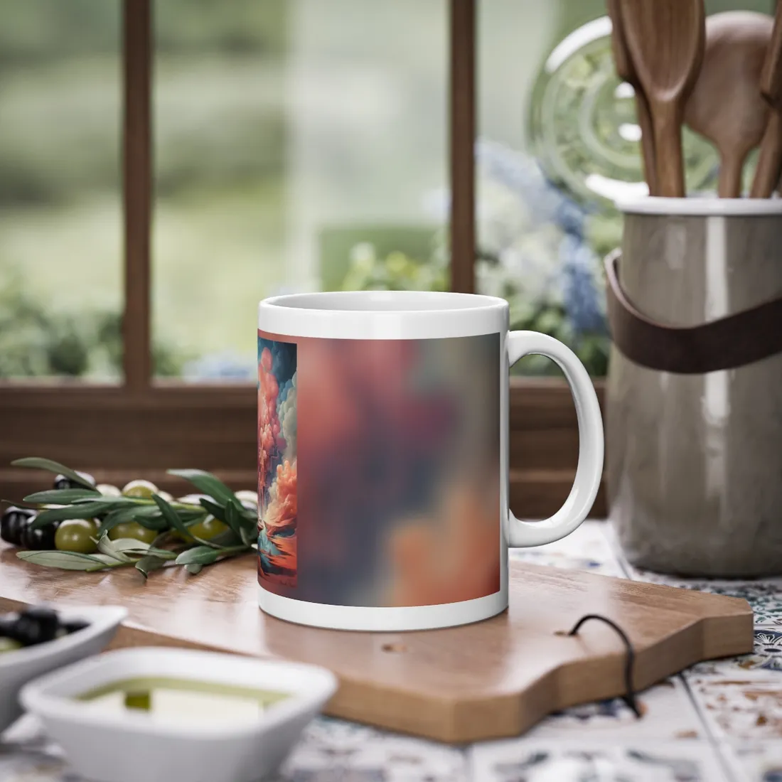 Cyber Dreamscape: Abstract Artwork in Neon Hues - Mug