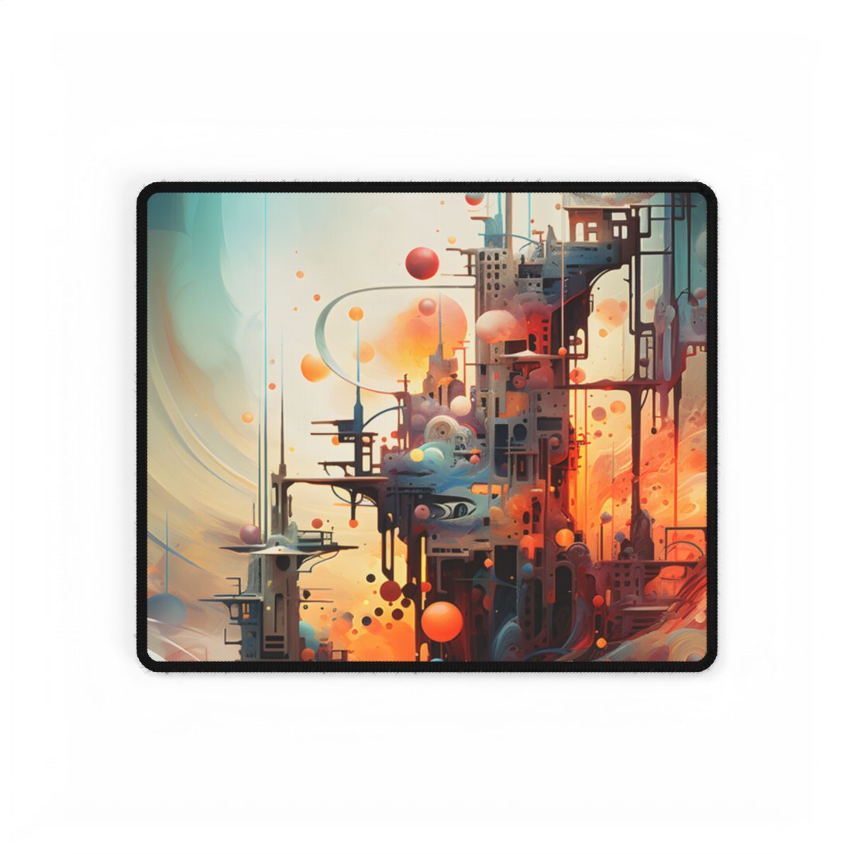 Cyber Dreamscape: Abstract Digital Artwork - Desk Mat
