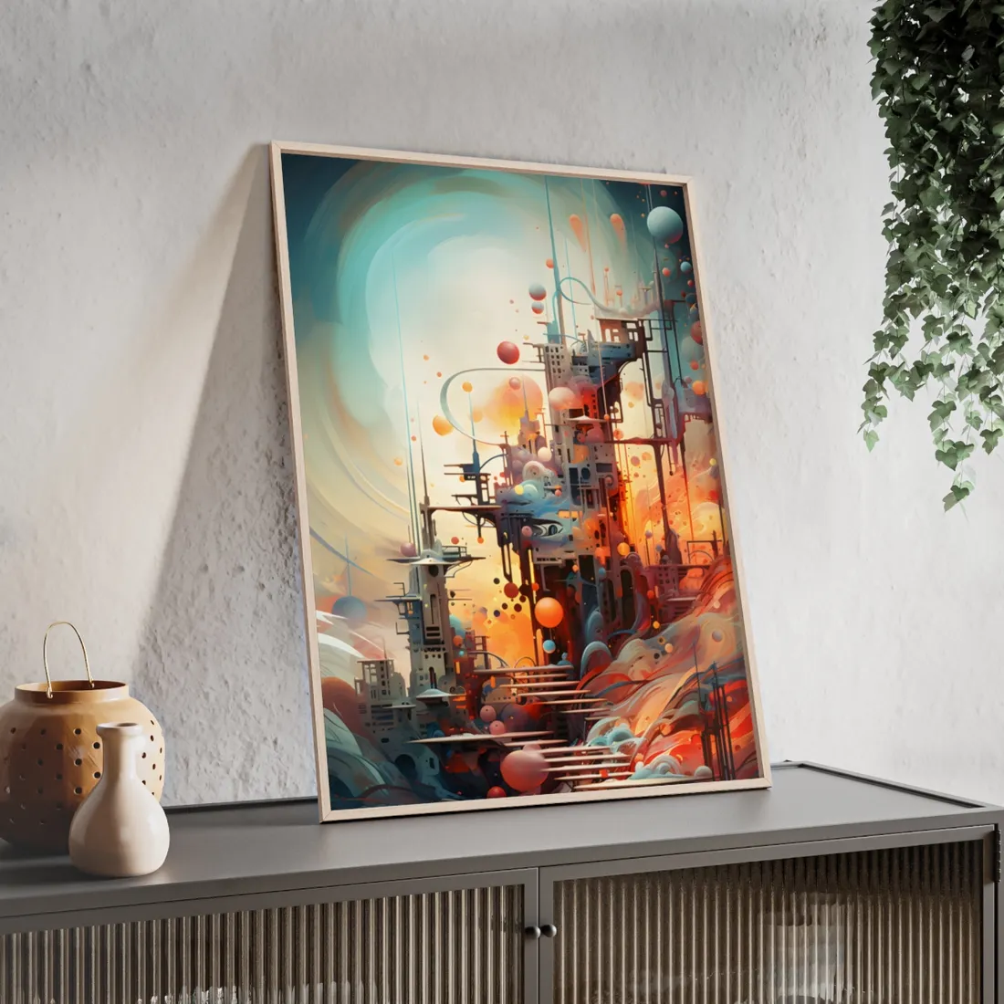 Cyber Dreamscape: Abstract - Framed Poster