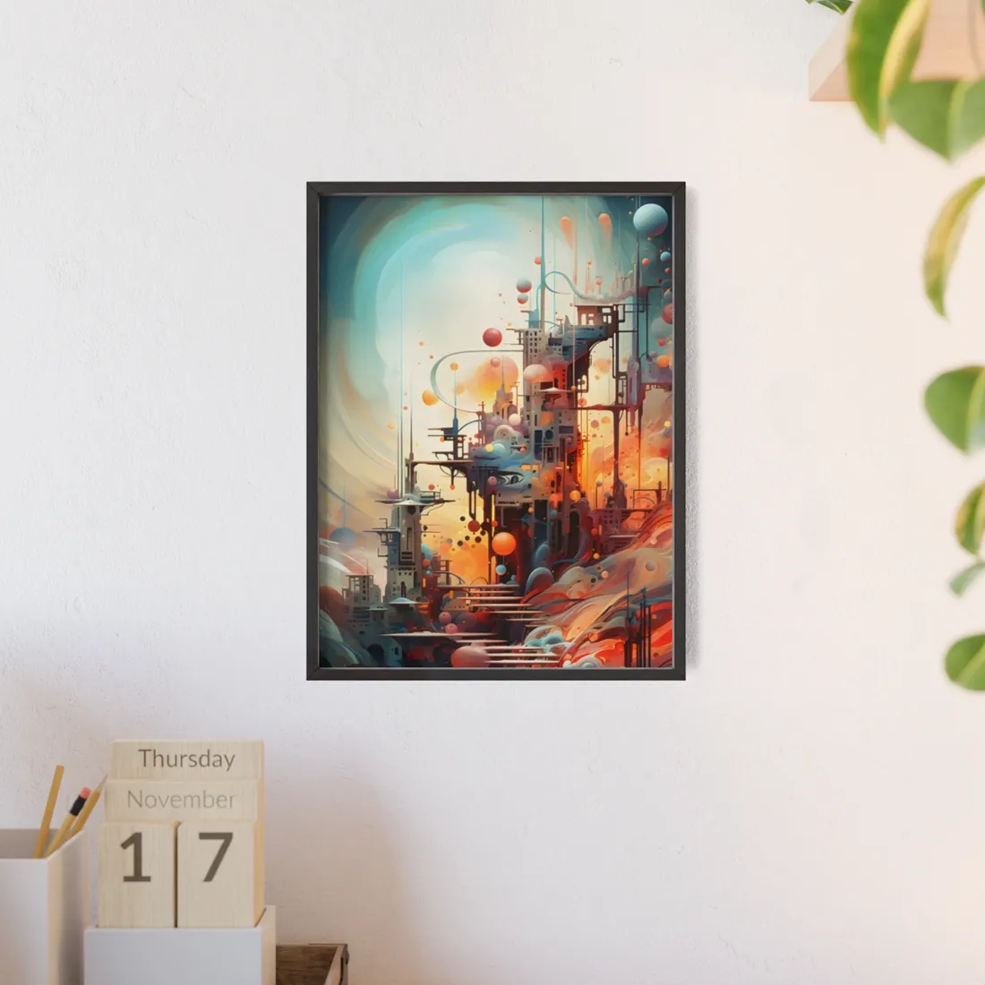Cyber Dreamscape: Abstract - Framed Poster