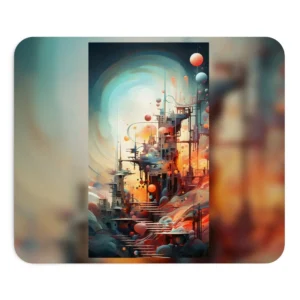 Floating Spheres over Futuristic City Mouse Pad