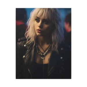Woman in Leather Jacket Canvas Print
