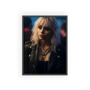 Woman in Leather Jacket Framed Poster