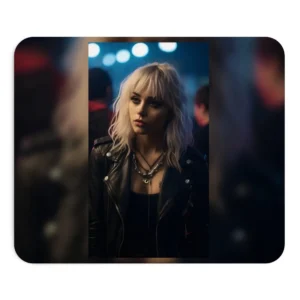 Woman in Leather Jacket Mouse Pad