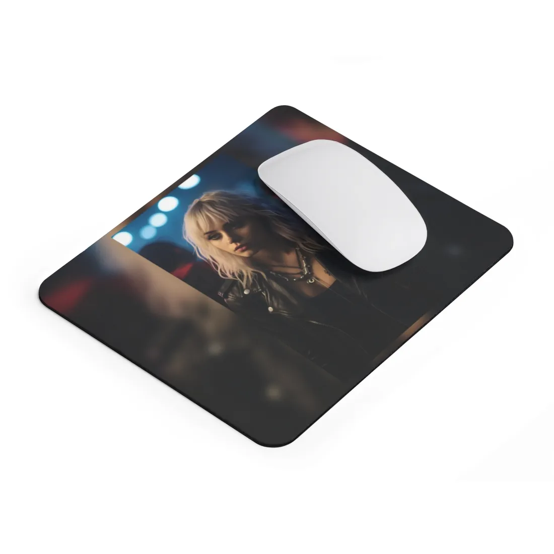 Cyberpunk Blonde Woman: Fashionable Portrait in Close-Up - Mouse Pad