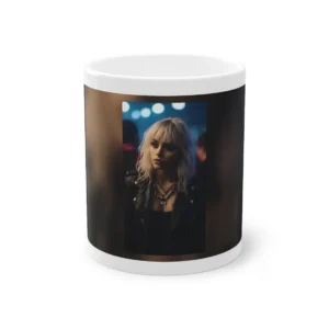 Woman in Leather Jacket Mug