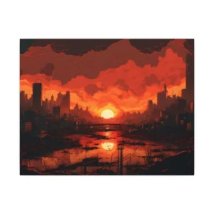 Sunset over City Skyline Canvas Print