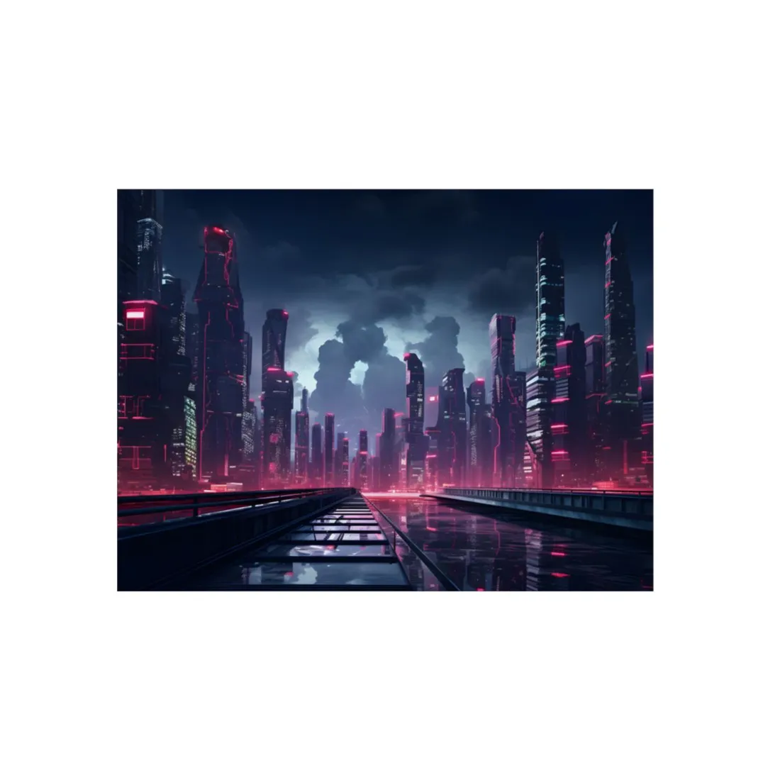 Cyberpunk City Night: Modern - Metal Poster