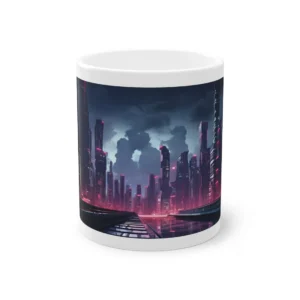 Neon Cyberpunk City Skyline Mug