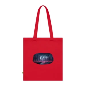 Neon Cyberpunk City Skyline Tote Bag