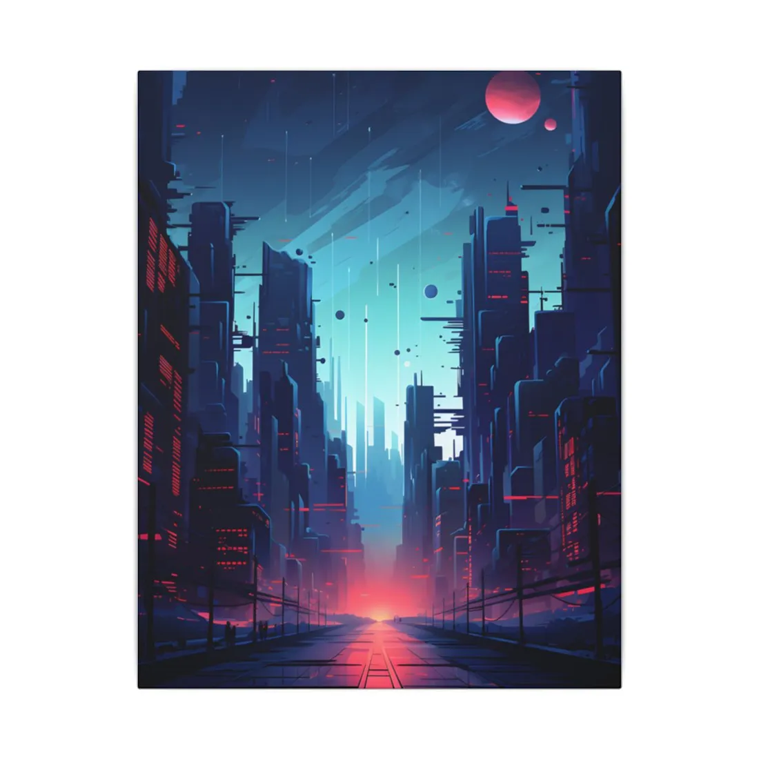 Cyberpunk City Night: Neon Lights - Canvas