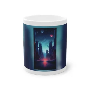 Futuristic City Street at Night Mug