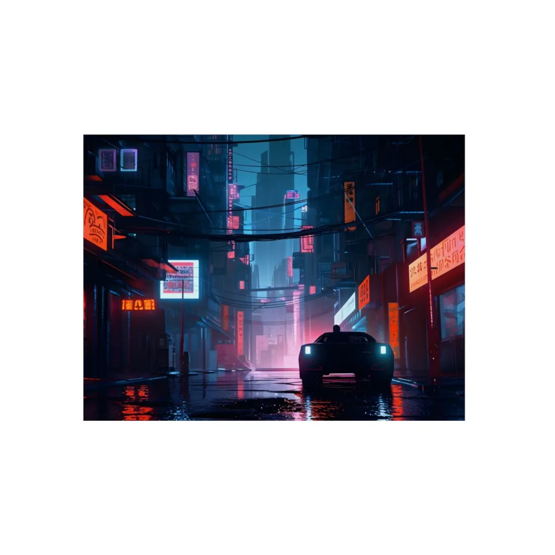 Cyberpunk City Night: Urban Dreams Digital Art - Metal Poster