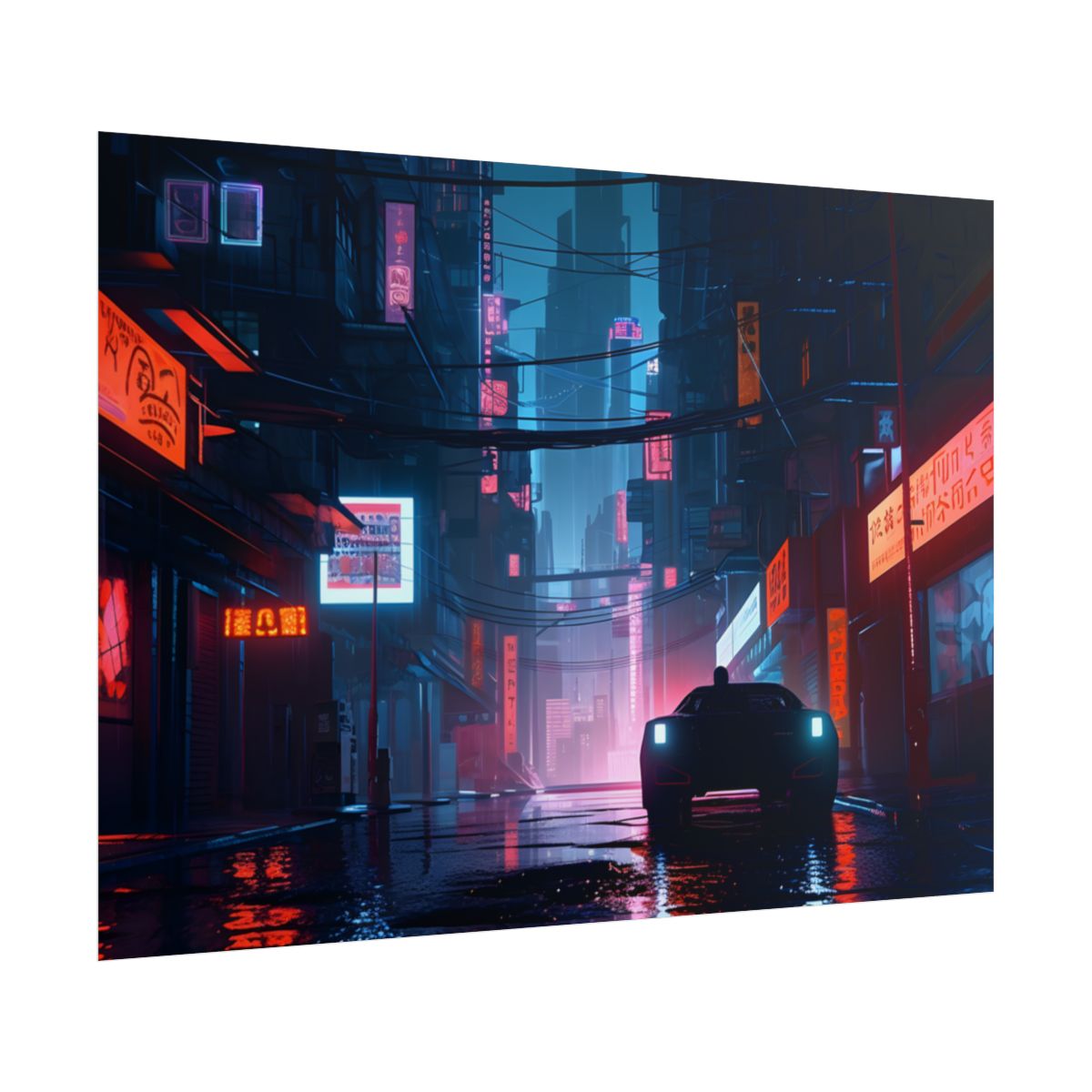 Cyberpunk City Night: Urban Dreams Digital Art - Poster