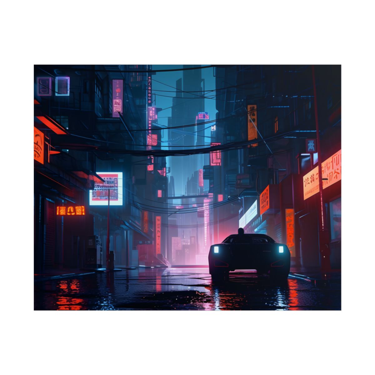 Cyberpunk City Night: Urban Dreams Digital Art - Poster