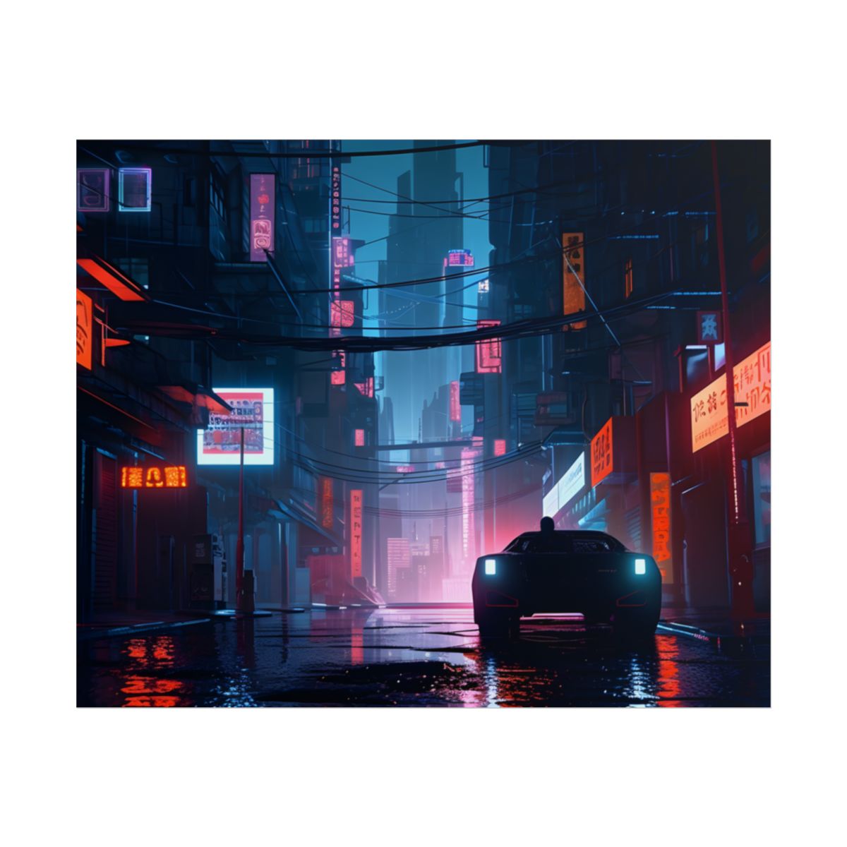 Cyberpunk City Night: Urban Dreams Digital Art - Poster