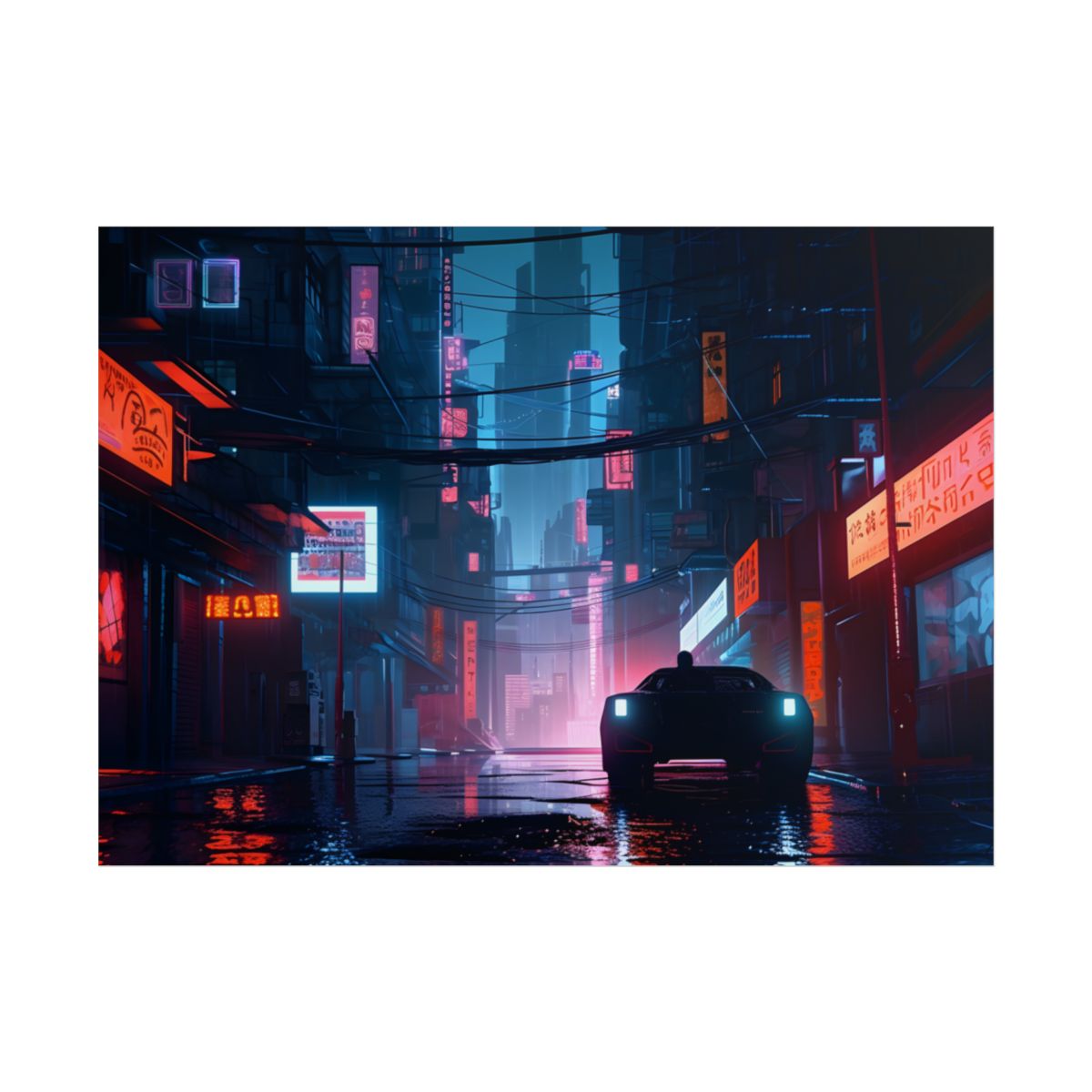 Cyberpunk City Night: Urban Dreams Digital Art - Poster