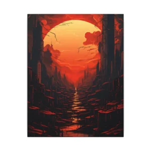Red Sun over City Canvas Print