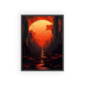 Red Sun over City Framed Poster