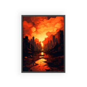 Glowing Ember Skyline Framed Poster