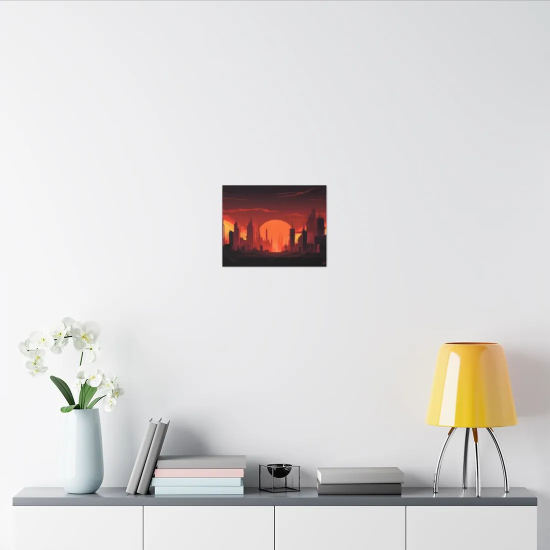 Cyberpunk Cityscape: Burning Nighttime Digital Art - Canvas