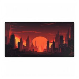 Red Sunset City Skyline Desk Mat