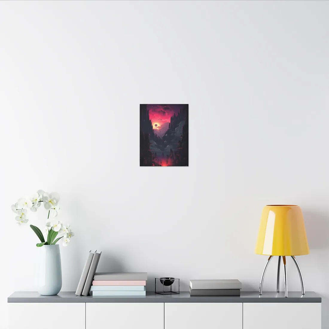 Cyberpunk Cityscape: Burning Nighttime Landscape Digital Art - Canvas