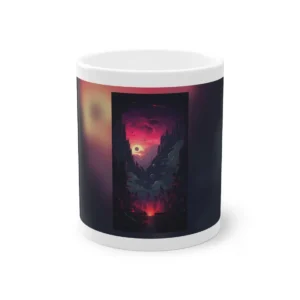 Pink Sunset over Dark City Mug