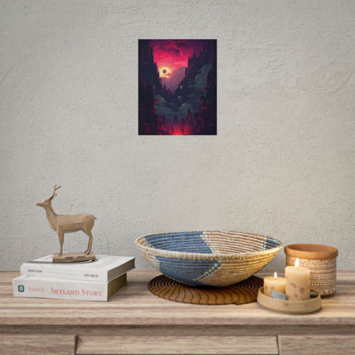 Cyberpunk Cityscape: Burning Nighttime Landscape Digital Art - Poster