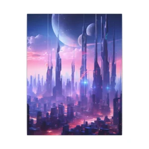 Neon Spire Skyline Canvas Print