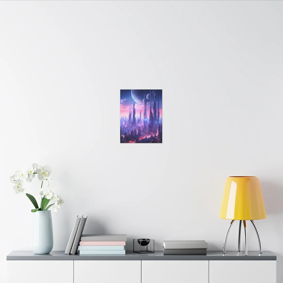 Cyberpunk Cityscape: Dark Futuristic Metropolis Digital Art - Canvas
