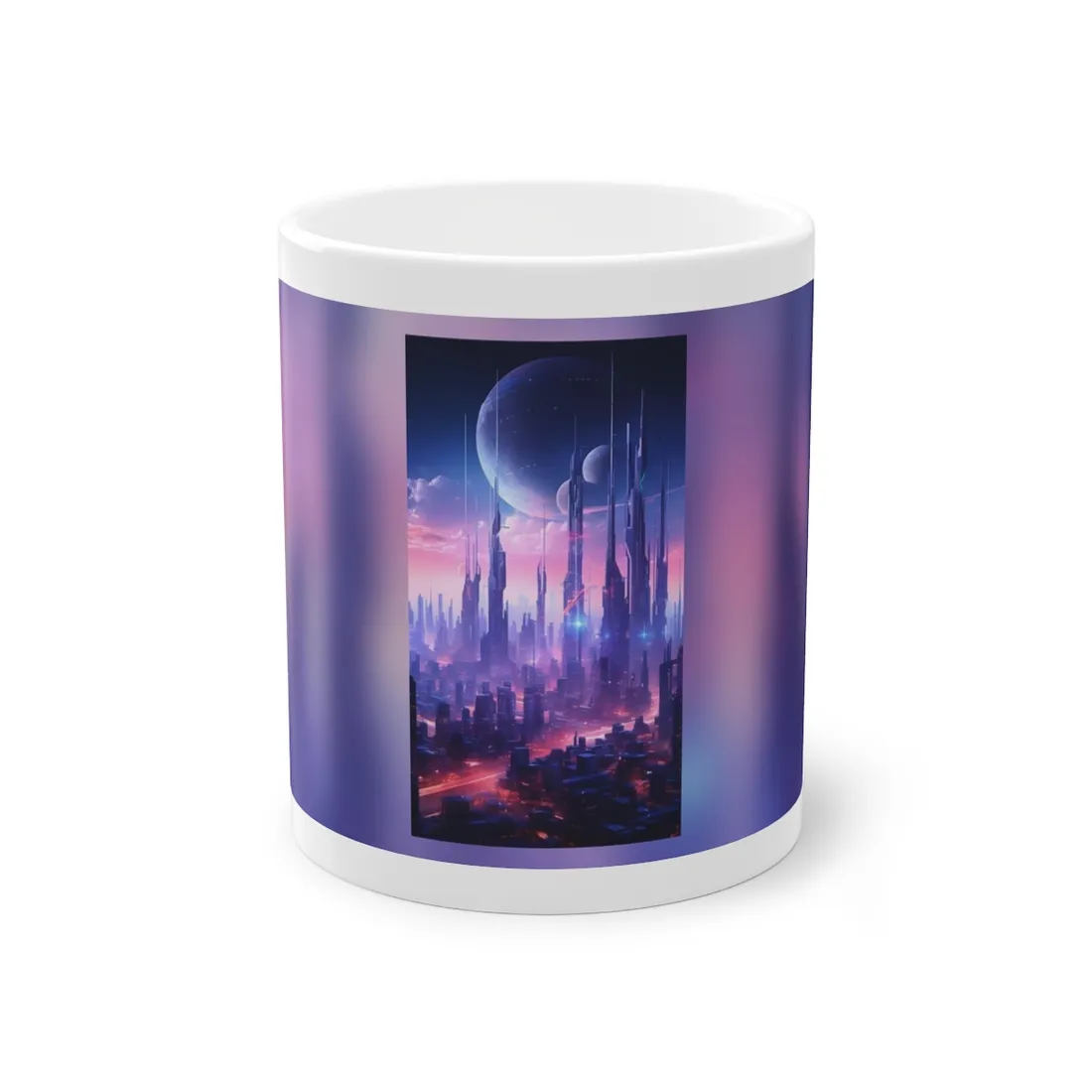 Cyberpunk Cityscape: Dark Futuristic Metropolis Digital Art - Mug