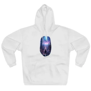 Man Overlooking Glowing Skyline Hoodie