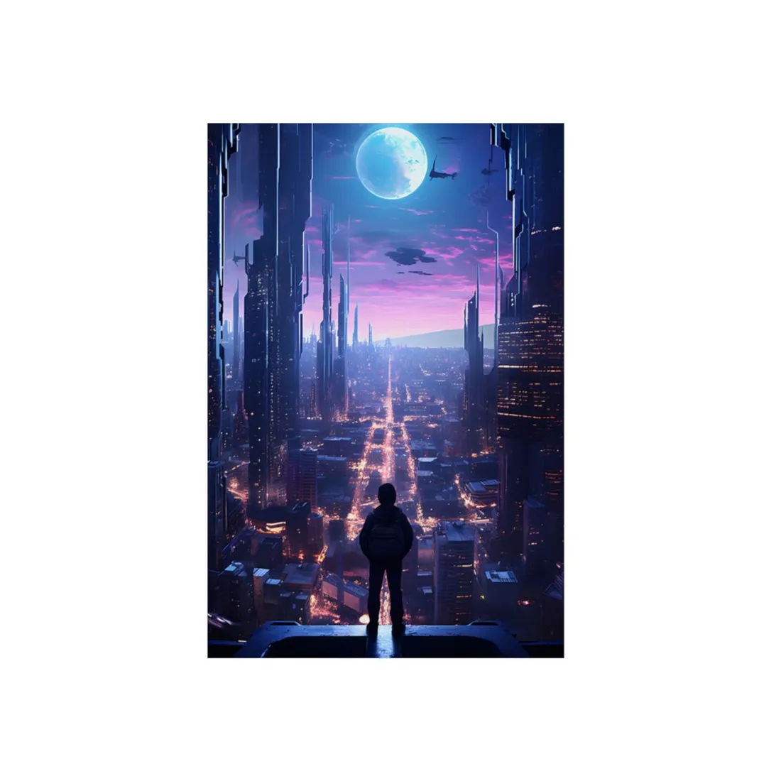 Cyberpunk Cityscape: Dystopian Future Urban - Metal Poster