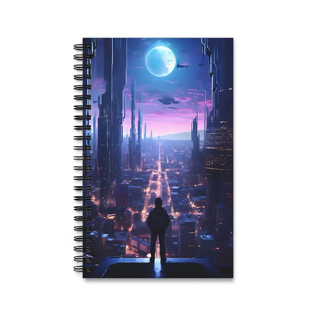 Cyberpunk Cityscape: Dystopian Future Urban - Spiral Notebook