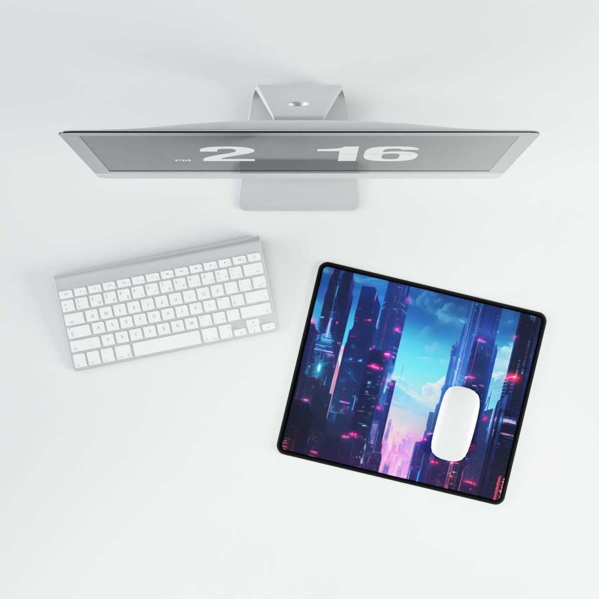 Cyberpunk Cityscape: Futuristic Urban Dreams - Desk Mat