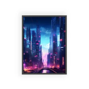 Futuristic City at Night Framed Poster