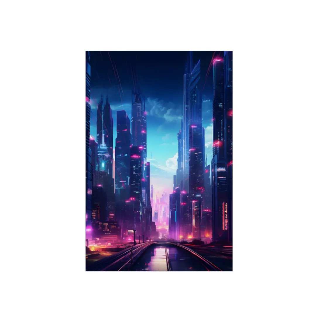 Cyberpunk Cityscape: Futuristic Urban Dreams - Metal Poster
