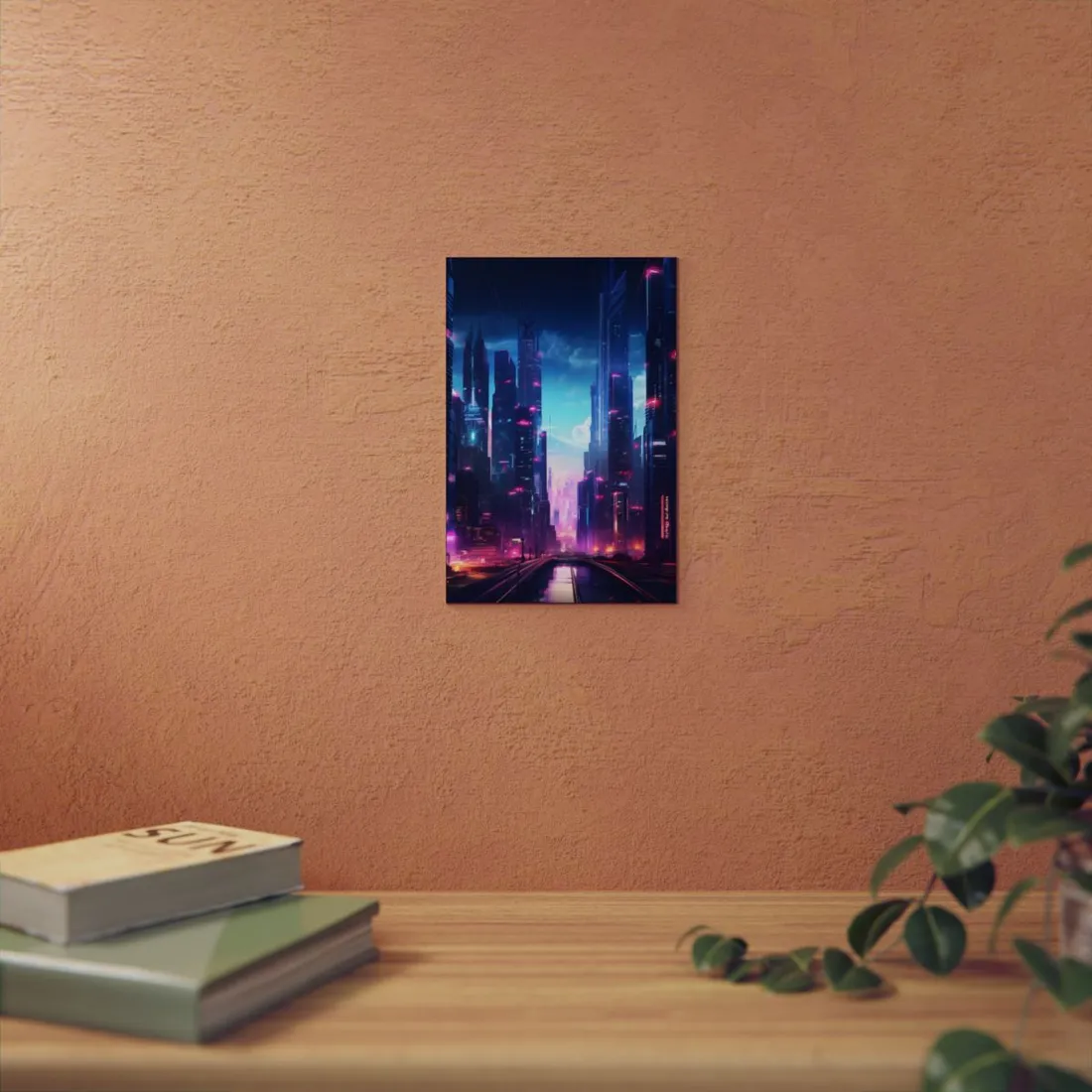 Cyberpunk Cityscape: Futuristic Urban Dreams - Metal Poster