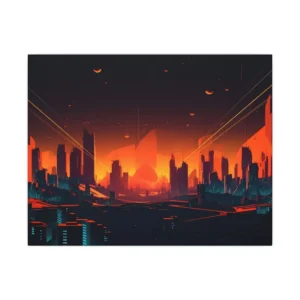 Orange Sunset City Skyline Canvas Print