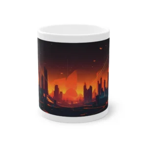 Orange Sunset City Skyline Mug