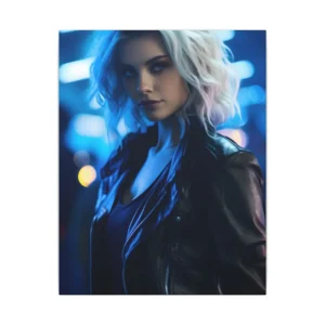 Woman in Black Leather Jacket Canvas Print