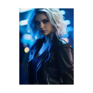 Woman in Black Leather Jacket Poster
