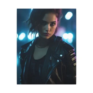 Woman in Biker Jacket Canvas Print