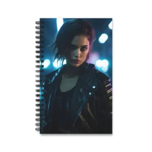Woman in Biker Jacket Spiral Notebook