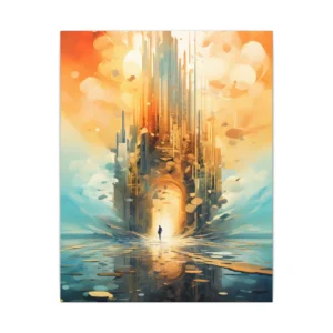 Spired City with Glowing Archway Canvas Print