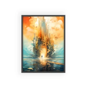 Spired City with Glowing Archway Framed Poster