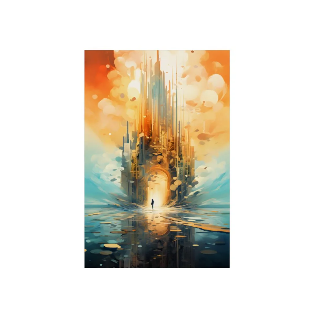 Cyberpunk Dreamscape: Dark Digital Artwork with Luminescent Entity - Metal Poster