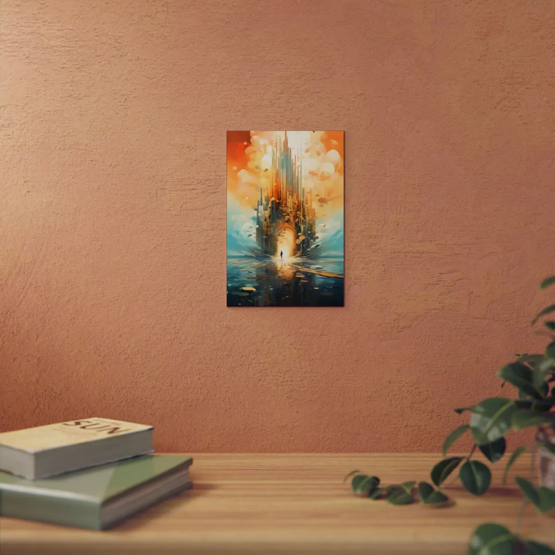 Cyberpunk Dreamscape: Dark Digital Artwork with Luminescent Entity - Metal Poster